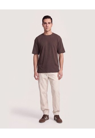 Camiseta Oversize Texturizada  Para Hombre Café Ostu Ostu