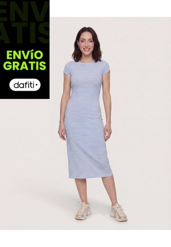 Vestido Largo Estampado  Para Mujer Azul Ostu Ostu