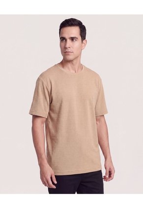 Camiseta Regular Preteñida Klang  Para Hombre Café Ostu