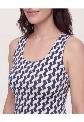 Top Basico Hombro Ancho  Para Mujer Azul Ostu