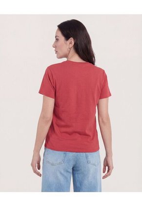 Camiseta  Para Mujer Manga Corta Cuello Redondo Color Terracota Marca Ostu #40092730