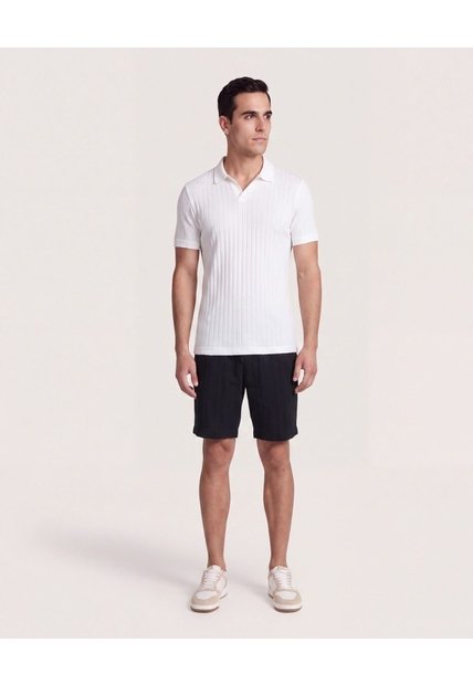 Polo Tricot Line Texture  Para Hombre Crema Ostu
