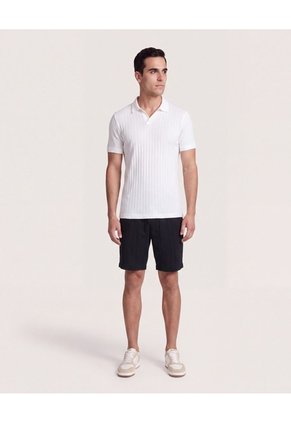 Polo Tricot Line Texture Para Hombre Crema Ostu