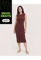 Vestido Midi Ajustado Manga Sisa  Para Mujer Café Ostu de Ostu