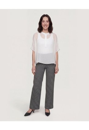 Blusa Mesh Estampada  Para Mujer Crema Ostu