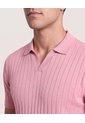Polo Tricot Line Texture  Para Hombre Rosa Ostu de Ostu