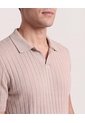 Polo Tricot Line Texture  Para Hombre Camel Ostu de Ostu