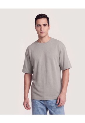 Camiseta Oversize Texturizada  Para Hombre Verde Ostu