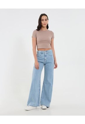 Jean Para Mujer Wide-Leg Color Azul Marca Ostu #40160593