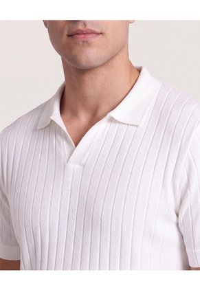 Polo Tricot Line Texture Para Hombre Crema Ostu