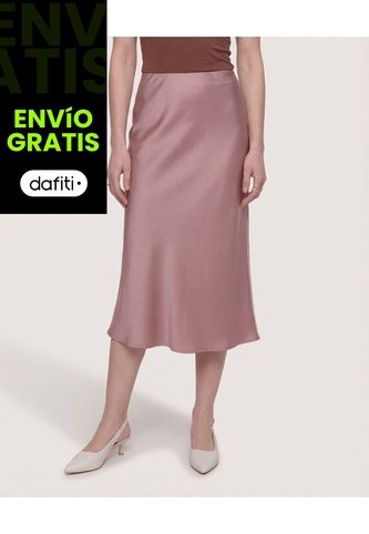Falda En Satin  Para Mujer Café Ostu Ostu
