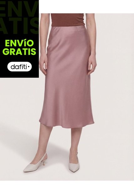 Falda En Satin  Para Mujer Café Ostu