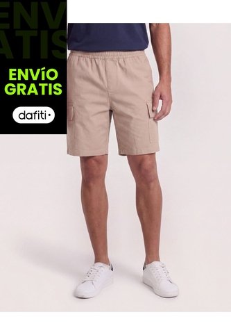 Bermuda Cargo Con Bolsillos Laterales  Para Hombre Café Ostu Ostu