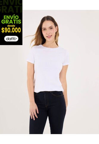 Camiseta Para Mujer Manga Corta Cuello Redondo Color Blanco Marca Ostu #40092423 Ostu