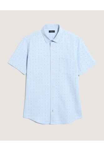 Camisa  Para Hombre Manga Corta Con Bolsillo Cuello C Color Azul Marca Ostu #60010881 Ostu