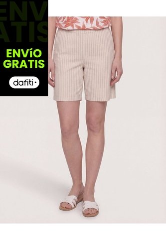 Short Clásico Tiro Alto  Para Mujer Beige Ostu Ostu