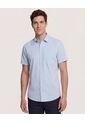 Camisa  Para Hombre Manga Corta Con Bolsillo Cuello C Color Azul Marca Ostu #60010881 de Ostu