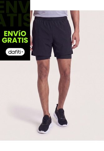Bermuda Running Reflectiva  Para Hombre Negro Ostu Ostu