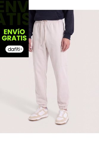 Jogger Con Bolsillos Cargo  Para Hombre Beige Ostu Ostu