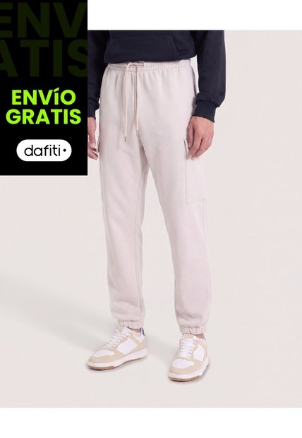 Jogger Con Bolsillos Cargo  Para Hombre Beige Ostu