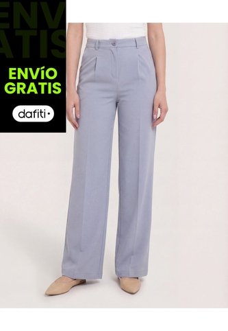Pantalón Fluido Tiro Alto  Para Mujer Gris Ostu Ostu