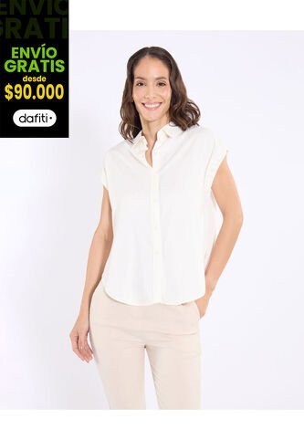 Camisa  Para Mujer Manga Corta Color Crema Marca Ostu #40010304 Ostu