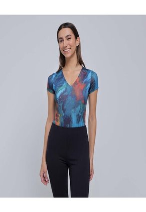 Body Para Mujer Manga Corta Color Azul Marca Ostu #40200133