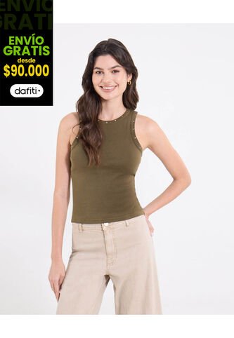 Camiseta  Para Mujer Manga Sisa Cuello Redondo Color Verde Marca Ostu #40092557 Ostu