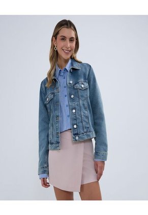 Chaqueta Para Mujer Trucker Color Azul Medio Marca Ostu #40080229