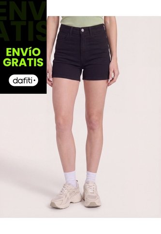 Short Mom Tiro Alto  Para Mujer Negro Ostu Ostu