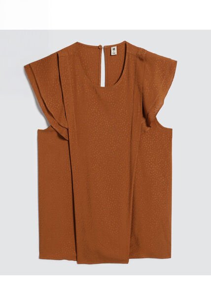 Blusa Para Mujer Manga Sisa Color Café  Marca Ostu #40121018