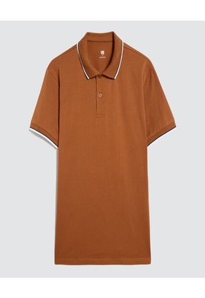 Polo Para Hombre Cuello Tejido Sin Bolsillo Color Café  Marca Ostu #60110715