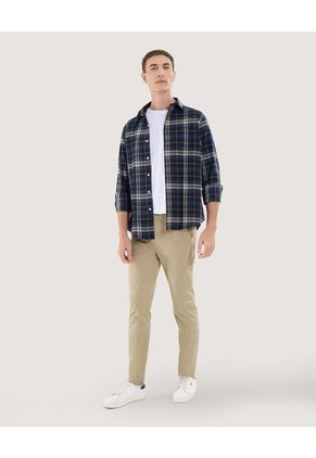 Camisa Para Hombre Manga Larga Sin Bolsillo Cuello Casual M Color Azul Marca Ostu #60010813