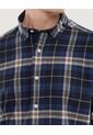 Camisa Para Hombre Manga Larga Sin Bolsillo Cuello Casual M Color Azul Marca Ostu #60010813 de Ostu
