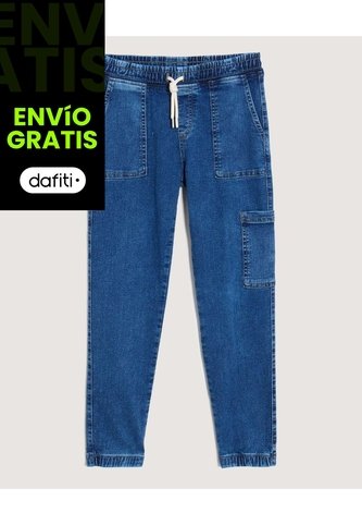 Jogger Cargo Tono Medio  Infantil Niño Azul Ostu Ostu