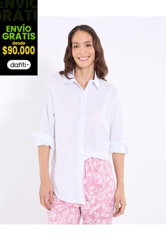 Camisa  Para Mujer Manga Larga Color Blanco Marca Ostu #40010361 Ostu