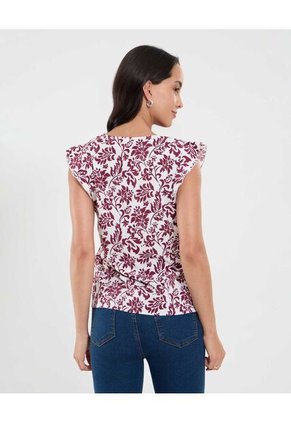 Blusa Para Mujer Manga Corta Color Vino Marca Ostu #40121159