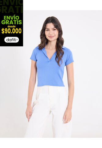 Polo  Para Mujer Manga Corta Color Azul Marca Ostu #40110186 Ostu
