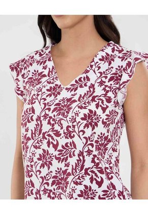 Blusa Para Mujer Manga Corta Color Vino Marca Ostu #40121159