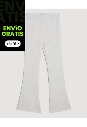 Pantalón Flare Texturizado Para Niña  Infantil Niña Crema Ostu Ostu