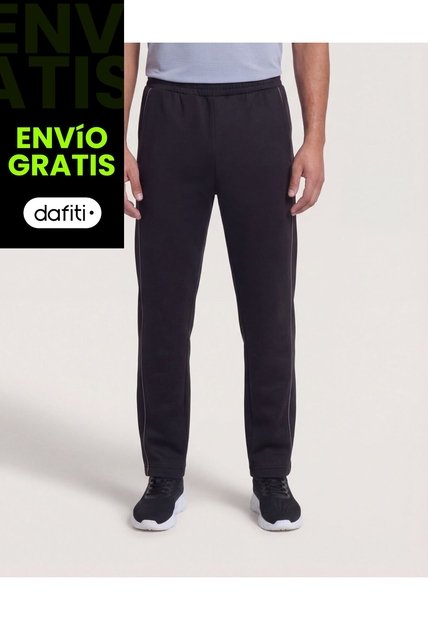 Pantalón Con Lineas En Contraste  Para Hombre Negro Ostu