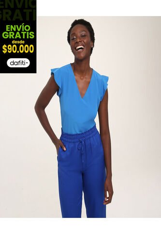 Blusa Mujer Ostu M/C Azul Poliéster 40120719-75168 Ostu