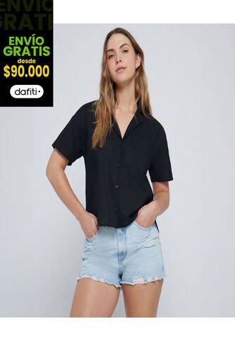 Camisa Para Mujer Manga Corta Color Negro Marca Ostu #40010207 Ostu