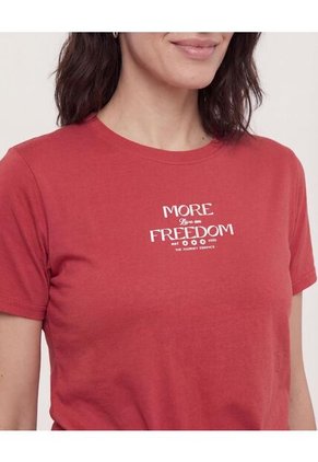 Camiseta  Para Mujer Manga Corta Cuello Redondo Color Terracota Marca Ostu #40092730