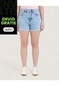 Short Mom Con Pedrería Decorativa  Para Mujer Azul Ostu de Ostu
