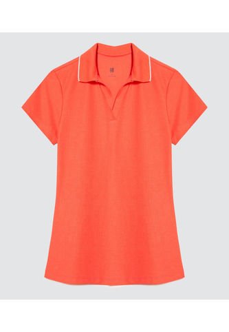 Polo Para Mujer Manga Corta Color Coral Marca Ostu #40110164 Ostu