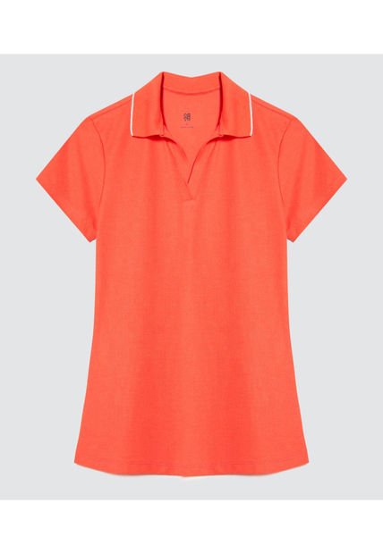 Polo Para Mujer Manga Corta Color Coral Marca Ostu #40110164