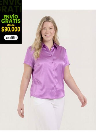 Camisa  Para Mujer Manga Corta Color Morado Marca Ostu #40010373 Ostu