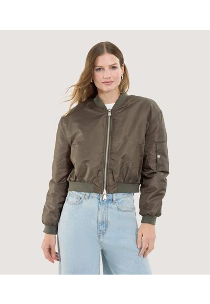 Chaqueta Para Mujer Bomber Color Verde  Marca Ostu #40080217