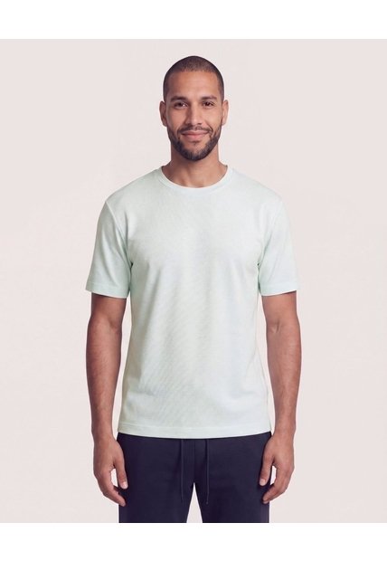 Camiseta Unicolor Texturizada  Para Hombre Verde Ostu